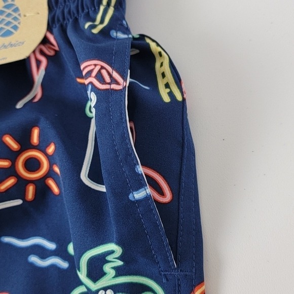 Chubbies‎ NEW Men's Small Navy Neon Lights 7" Inseam Flamingo Retro Swim Trunks - Picture 5 of 13